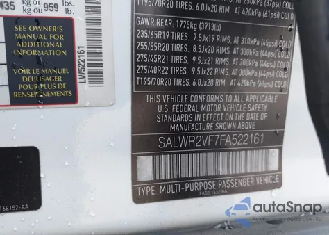 2015 Land Rover Range Rover Sport 3.0L V6 Supercharged Hse z USA, uszkodzony, nr VIN SALWR2VF7FA522161